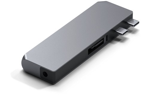 Hub pour MacBook USB C vers USB-C PD, Ethernet, 2 USB + USB-C, Jack Satechi Gris