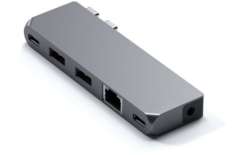 Hub pour MacBook USB C vers USB-C PD, Ethernet, 2 USB + USB-C, Jack Satechi Gris