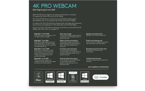 Webcam Logitech Brio Ultra HD Pro 4K UHD - Noire