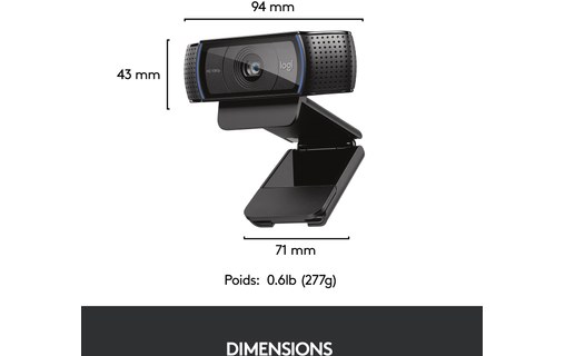 Webcam Logitech HD Pro C920 1080p - Noire