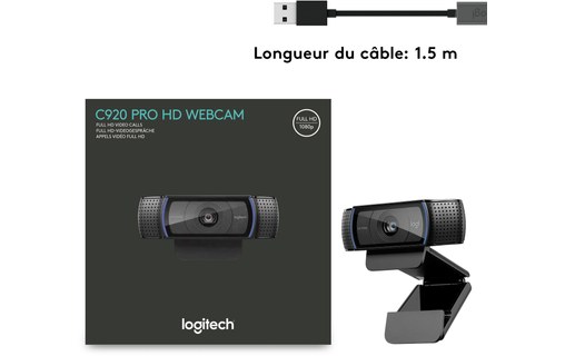 Webcam Logitech HD Pro C920 1080p - Noire