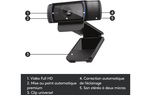 Webcam Logitech HD Pro C920 1080p - Noire