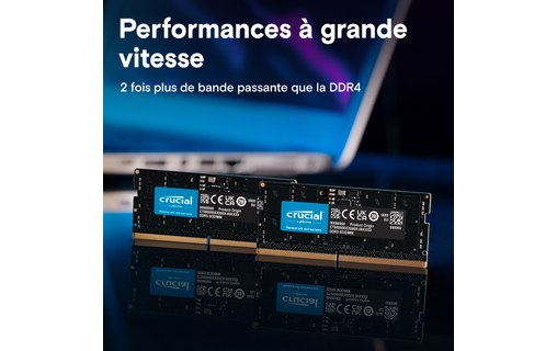 Mémoire RAM Crucial 128 Go (2 x 64 Go) DDR5 SO-DIMM 5600 MHz - CT2K64G56C46S5