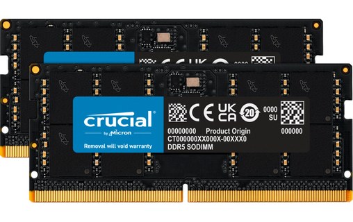 Mémoire RAM Crucial 128 Go (2 x 64 Go) DDR5 SO-DIMM 5600 MHz - CT2K64G56C46S5