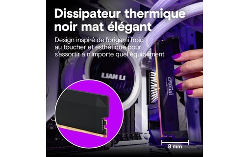 Mémoire RAM Crucial Pro OC Black 64 Go (2 x 32 Go) DDR5 U-DIMM 6400 MHz