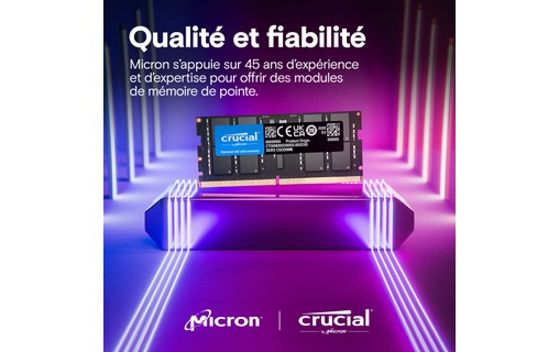 Mémoire RAM Crucial 64 Go (2 x 32 Go) DDR5 SO-DIMM - CT2K32G64C52CS5