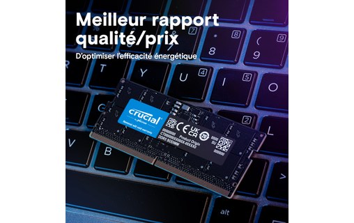 Mémoire RAM Crucial 128 Go (2 x 64 Go) DDR5 SO-DIMM 5600 MHz - CT2K64G56C46S5