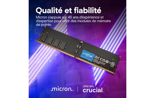 Mémoire RAM Crucial 32 Go (2 x 16 Go) DDR5 U-DIMM - CT2K16G64C52CU5