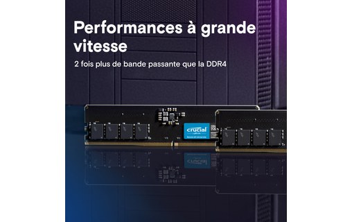 Mémoire RAM Crucial 64 Go DDR5 U-DIMM 5600 MHz - CT64G56C46U5