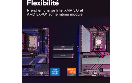 Mémoire RAM Crucial Pro OC Black 64 Go (2 x 32 Go) DDR5 U-DIMM 6400 MHz