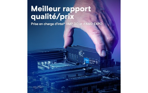 Mémoire RAM Crucial 64 Go DDR5 U-DIMM 5600 MHz - CT64G56C46U5