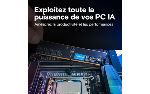 Mémoire RAM Crucial 32 Go (2 x 16 Go) DDR5 U-DIMM - CT2K16G64C52CU5
