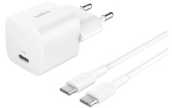 Chargeur USB-C 25 W - Belkin BoostCharge + câble USB-C - Blanc