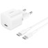 Chargeur USB-C 25 W - Belkin BoostCharge + câble USB-C - Blanc