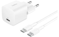 Chargeur USB-C 25 W - Belkin BoostCharge + câble USB-C - Blanc