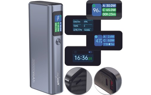 Batterie externe 20 000 mAh 130 W - Revolt PB-420 - Argent