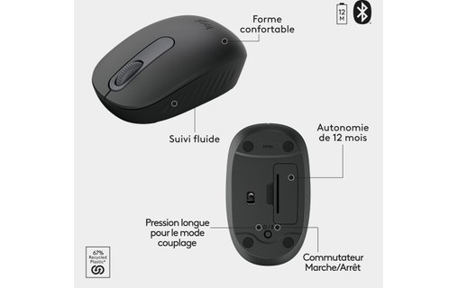 Clavier + Souris sans fil Logitech MK250 Compact - Graphite