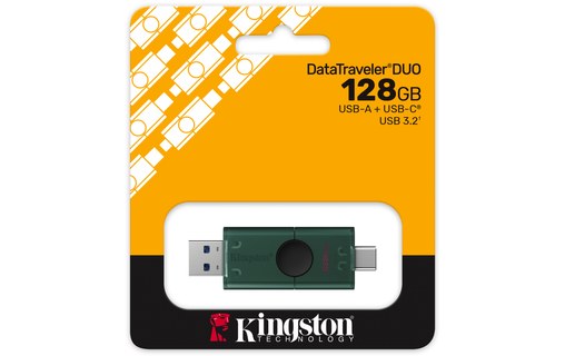 Clé USB-C et USB-A Kingston DataTraveler Duo G2 128 Go - Noir - USB 3.2