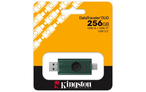 Clé USB-C et USB-A Kingston DataTraveler Duo G2 256 Go - Noir - USB 3.2