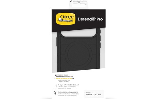 Coque MagSafe pour iPhone 17 Pro Max - OtterBox Defender Pro - Noire