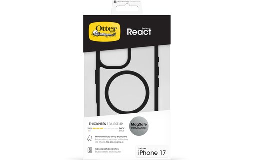 Coque MagSafe pour iPhone 17 - OtterBox React - Noire transparent