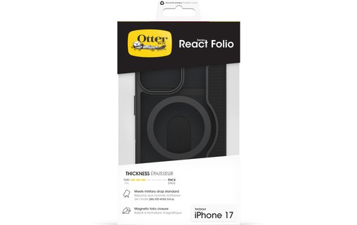 Étui à rabat MagSafe pour iPhone 17 - OtterBox React - Noire transparent