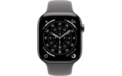 Apple Watch 11 - Titane naturel 46 mm - Bracelet Sport Gris - S/M