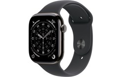 Apple Watch 11 - Titane Ardoise 46 mm - Bracelet Sport Noir - S/M