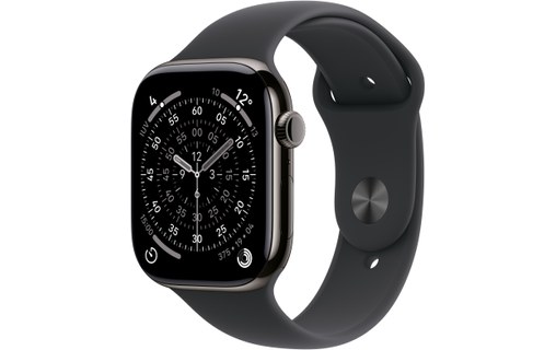 Apple Watch 11 - Titane Ardoise 46 mm - Bracelet Sport Noir - M/L