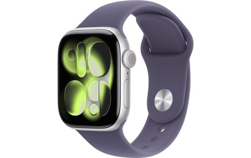 Apple Watch 11 - Aluminium Argent 42 mm - Bracelet Sport Violet - M/L