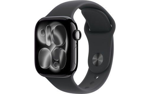 Apple Watch 11 - Aluminium Noir 42 mm - Bracelet Sport Noir - S/M