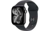 Apple Watch 11 - Aluminium Noir 42 mm - Bracelet Sport Noir - S/M