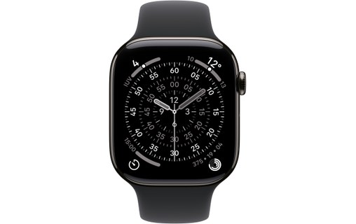 Apple Watch 11 - Titane Ardoise 46 mm - Bracelet Sport Noir - M/L