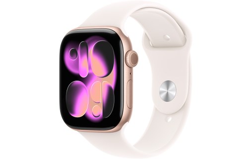 Apple Watch 11 Cellular - Aluminium Or rose 46 mm - Bracelet Sport Rose - M/L