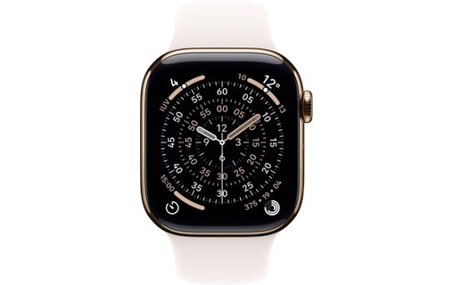 Apple Watch 11 - Titane Or 42 mm - Bracelet Sport Rose - M/L