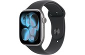 Apple Watch 11 - Aluminium Gris 46 mm - Bracelet Sport Noir - S/M