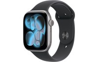 Apple Watch 11 Cellular - Aluminium Gris 46 mm - Bracelet Sport Noir - M/L