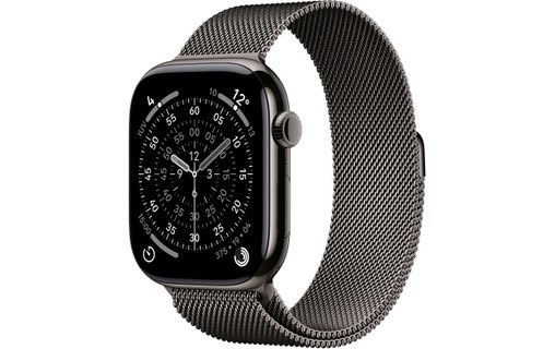 Apple Watch 11 - Titane Ardoise 46 mm - Bracelet Milanais Ardoise - M/L
