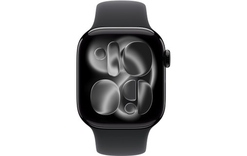 Apple Watch 11 - Aluminium Noir 42 mm - Bracelet Sport Noir - S/M