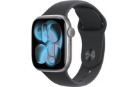 Apple Watch 11 - Aluminium Gris 42 mm - Bracelet Sport Noir - M/L