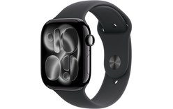 Apple Watch 11 - Aluminium Noir 46 mm - Bracelet Sport Noir - S/M