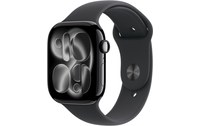 Apple Watch 11 - Aluminium Noir 46 mm - Bracelet Sport Noir - S/M