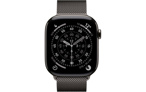 Apple Watch 11 - Titane Ardoise 46 mm - Bracelet Milanais Ardoise - M/L