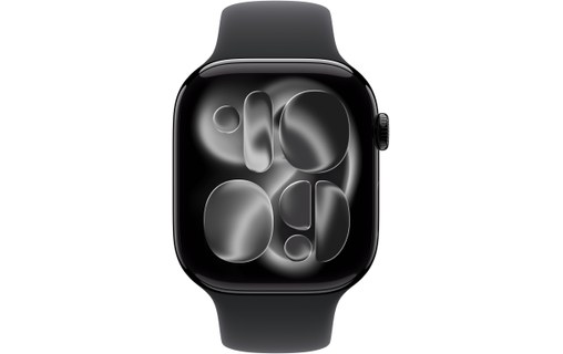 Apple Watch 11 - Aluminium Noir 46 mm - Bracelet Sport Noir - M/L