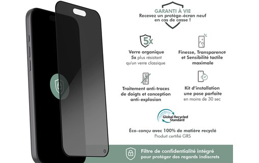 Protection d'écran pour iPhone 17 Pro Max - BigBen Force Privé 2.5D