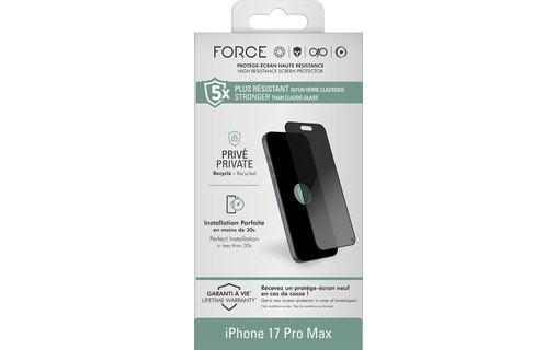 Protection d'écran pour iPhone 17 Pro Max - BigBen Force Privé 2.5D