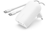 Chargeur USB-C 67 W - Belkin BoostCharge 3 ports USB-C + câble USB-C - Blanc