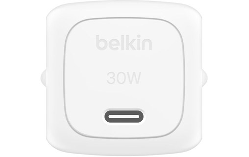 Chargeur USB-C 30 W - Belkin BoostCharge Compact + câble USB-C - Blanc