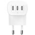 Chargeur USB-C 67 W - Belkin BoostCharge 3 ports USB-C - Blanc
