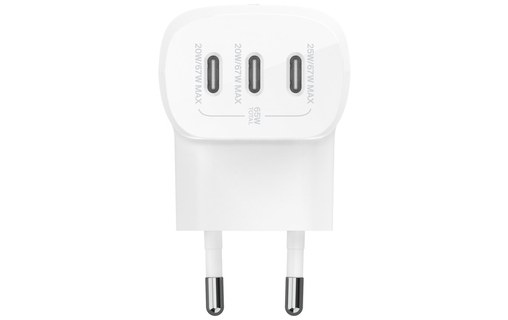 Chargeur USB-C 67 W - Belkin BoostCharge 3 ports USB-C - Blanc